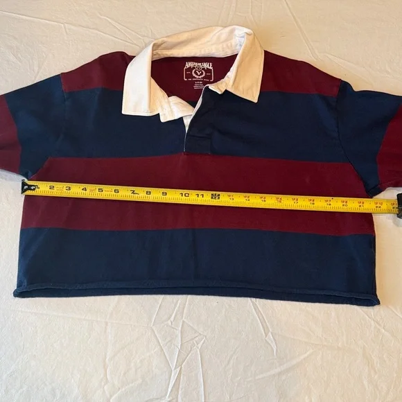 American Eagle Outfitters The Throwback Rugby Polo Cropped Shirt Size Small EUC - Picture 10 of 10